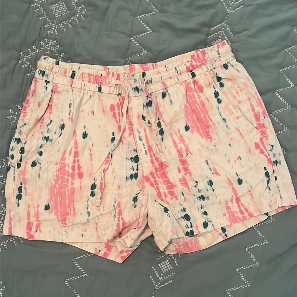 Old navy linen shorts size medium pink & teal tie dye